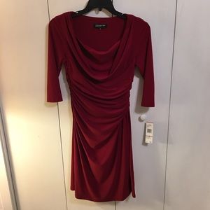 🌜 Maroon Jones New York Ruched Dress